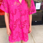 Hot Pink Lace Mini Dress-510 Mini-FATE-July & June Women's Fashion Boutique Located in San Antonio, Texas