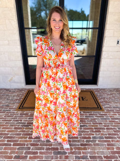 Sunset Petals Midi Dress-500 Midi-FATE-July & June Women's Fashion Boutique Located in San Antonio, Texas