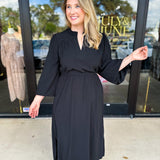 Classic Midi Dress - Black-500 Midi-JODIFL-July & June Women's Fashion Boutique Located in San Antonio, Texas