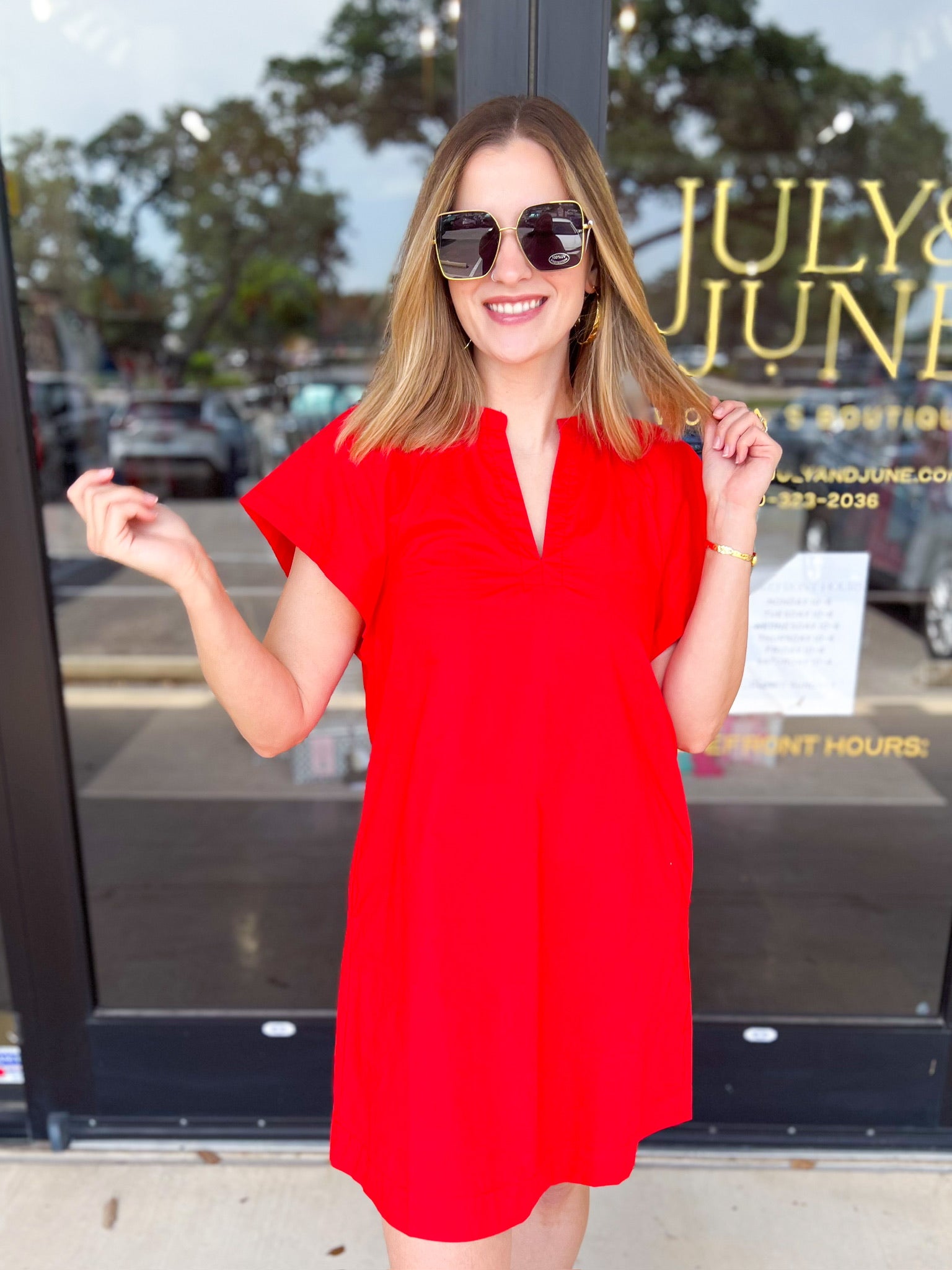 The Melinda Mini Dress - Red-510 Mini-PINCH-July & June Women's Fashion Boutique Located in San Antonio, Texas