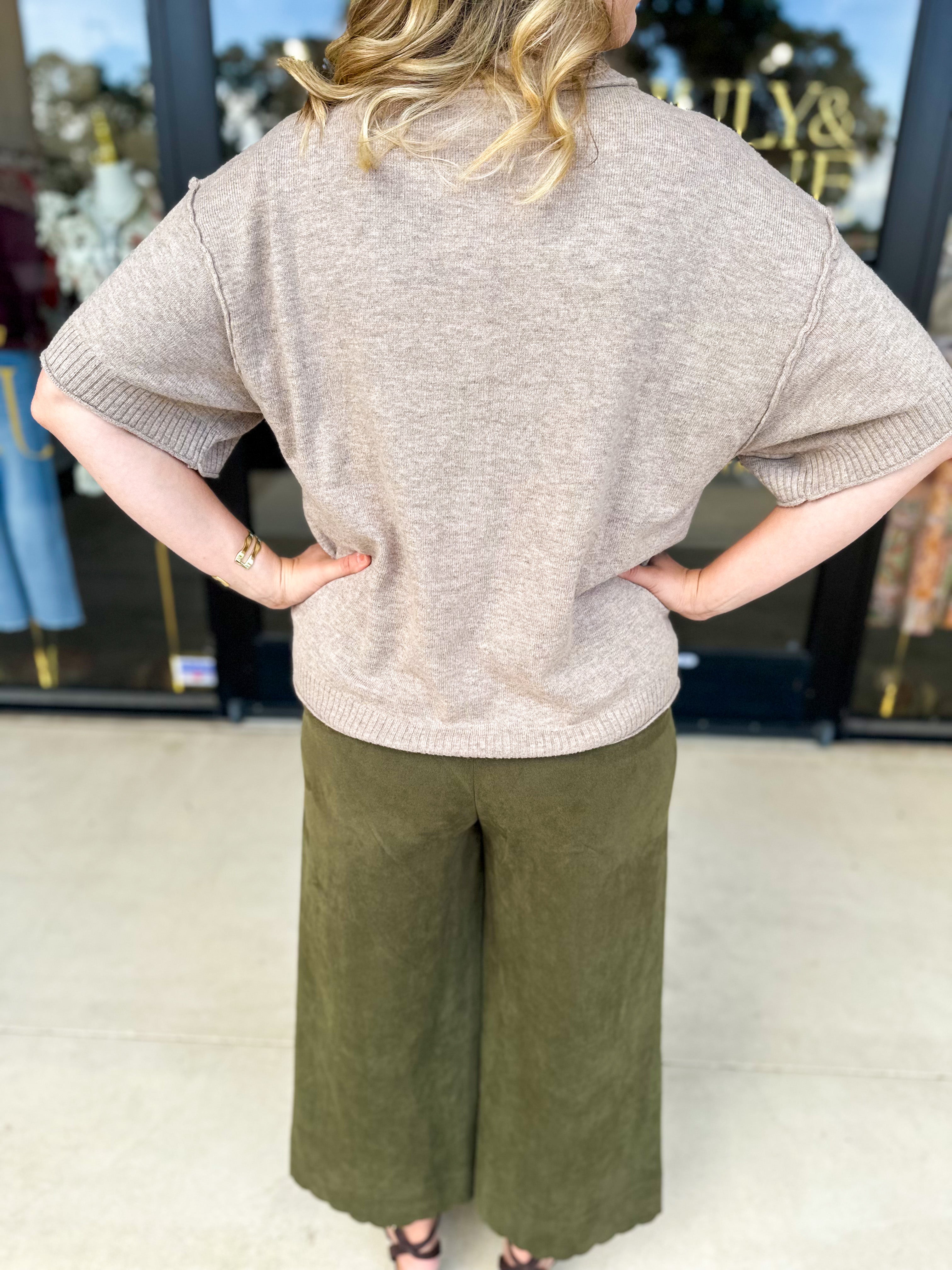 The Ella Knit Sweater Top - Mocha-230 Sweaters/Cardis-JODIFL-July & June Women's Fashion Boutique Located in San Antonio, Texas