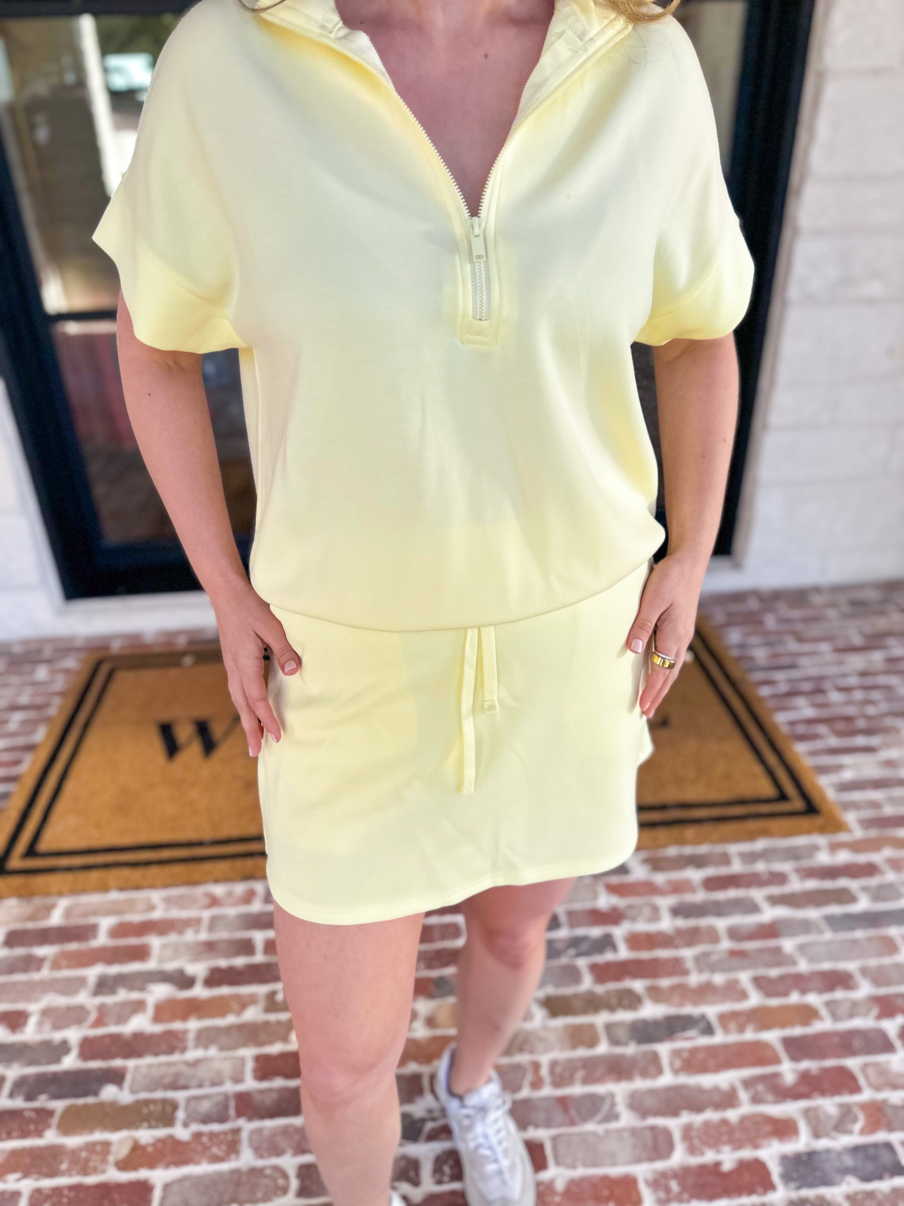 Weekend Traveler Skort Set - Lemon-300 Athleisure/Lounge-RAE MODE-July & June Women's Fashion Boutique Located in San Antonio, Texas