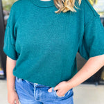 The Ella Knit Sweater Top - Teal-230 Sweaters/Cardis-JODIFL-July & June Women's Fashion Boutique Located in San Antonio, Texas