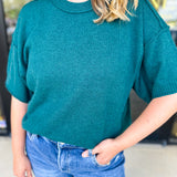 The Ella Knit Sweater Top - Teal-230 Sweaters/Cardis-JODIFL-July & June Women's Fashion Boutique Located in San Antonio, Texas