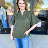 Back To Work Blouse - Olive-200 Fashion Blouses-JODIFL-July & June Women's Fashion Boutique Located in San Antonio, Texas