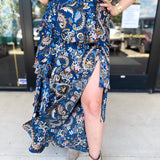 Blue Paisley Midi Skirt-410 Shorts/Skirts-SKIES ARE BLUE-July & June Women's Fashion Boutique Located in San Antonio, Texas