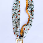 Scarf Necklace - Mustard Florals & Gold Heart-110 Jewelry & Hair-HART DESIGNS-July & June Women's Fashion Boutique Located in San Antonio, Texas