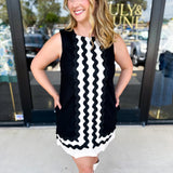 Black Ric Rac Mini Dress-510 Mini-ENTRO-July & June Women's Fashion Boutique Located in San Antonio, Texas