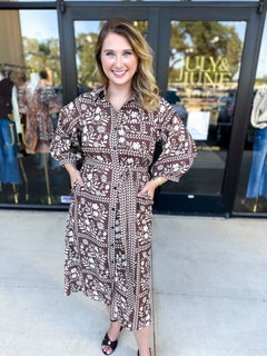 The Wrenlee Wrap Midi Dress - Chocolate Brown-500 Midi-POLOGRAM-July & June Women's Fashion Boutique Located in San Antonio, Texas