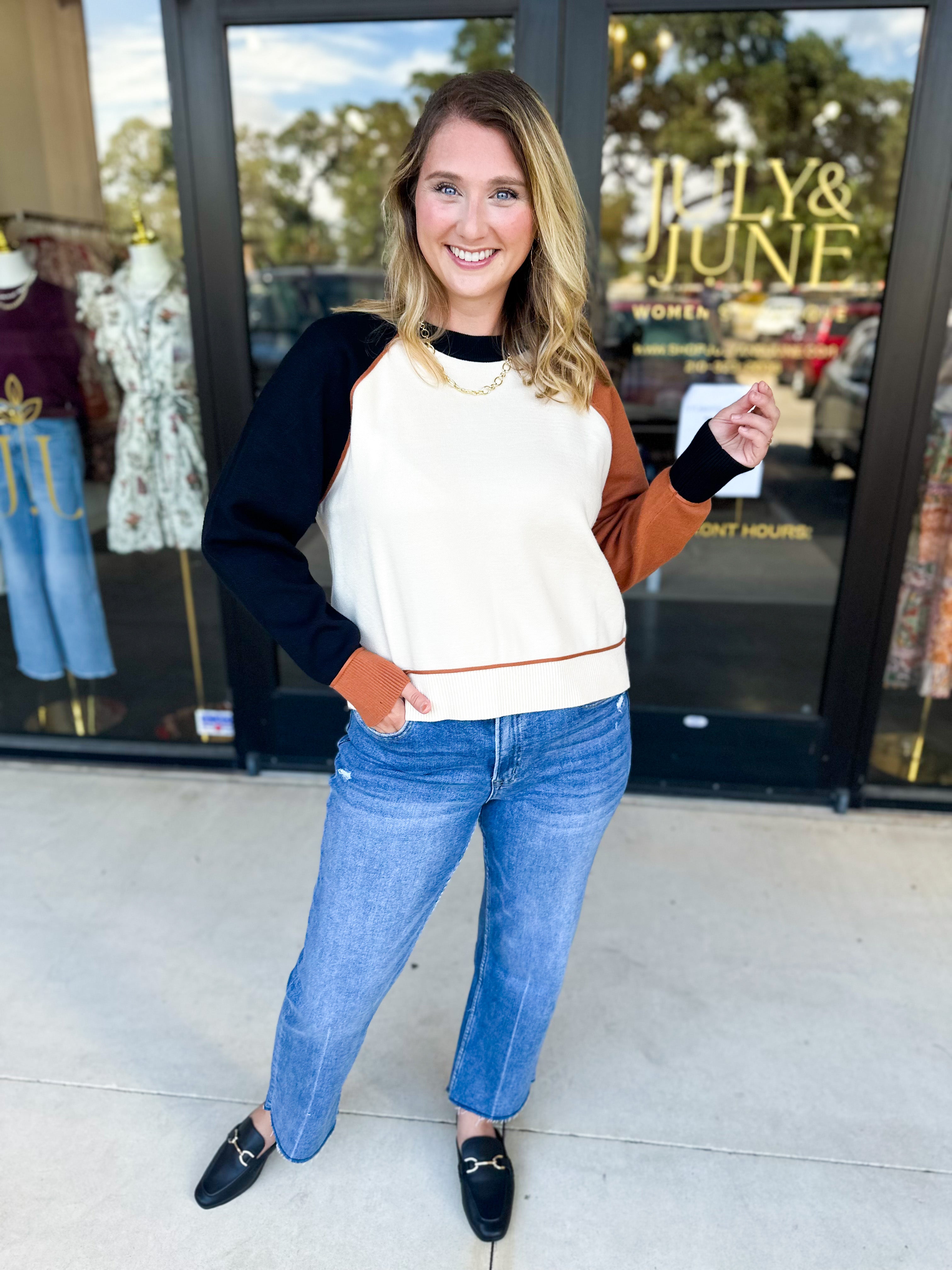 THML - Colorblock Sweater-230 Sweaters/Cardis-THML-July & June Women's Fashion Boutique Located in San Antonio, Texas
