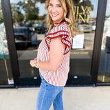 Rust Stripe Blouse-200 Fashion Blouses-ENTRO-July & June Women's Fashion Boutique Located in San Antonio, Texas