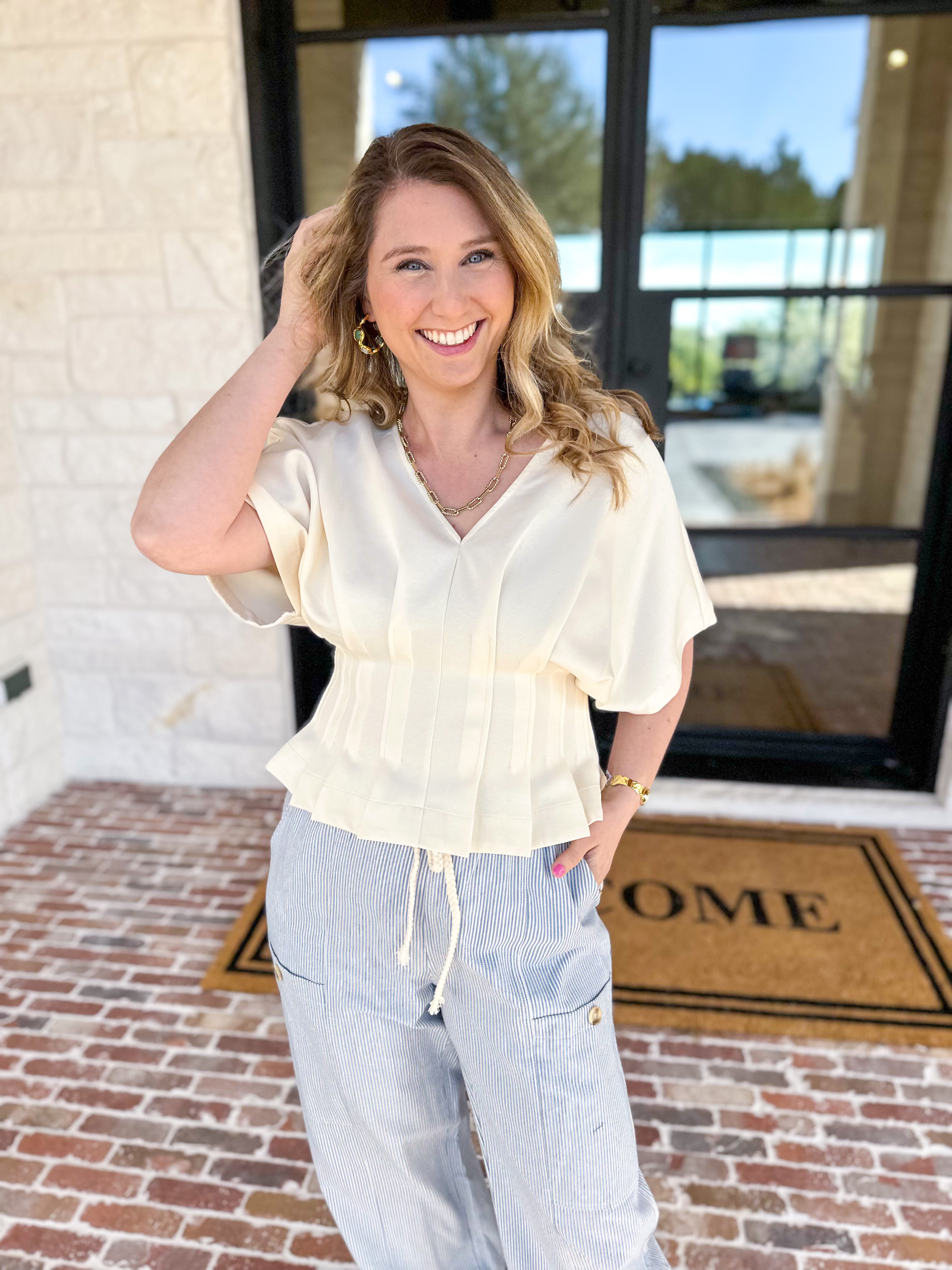 Elevated Chic Top - Cream-200 Fashion Blouses-ENTRO-July & June Women's Fashion Boutique Located in San Antonio, Texas