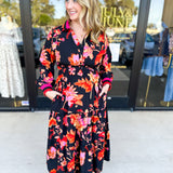 Bold Paisley Floral Print Midi Dress-500 Midi-JODIFL-July & June Women's Fashion Boutique Located in San Antonio, Texas