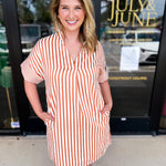 THML - Rust Stripe Mini Dress-510 Mini-THML-July & June Women's Fashion Boutique Located in San Antonio, Texas
