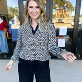 Mary Square- The Kayla High Notes Blouse-200 Fashion Blouses-MARY SQUARE-July & June Women's Fashion Boutique Located in San Antonio, Texas