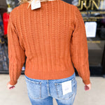 Classic Varsity Rust Cardigan-230 Sweaters/Cardis-ENTRO-July & June Women's Fashion Boutique Located in San Antonio, Texas