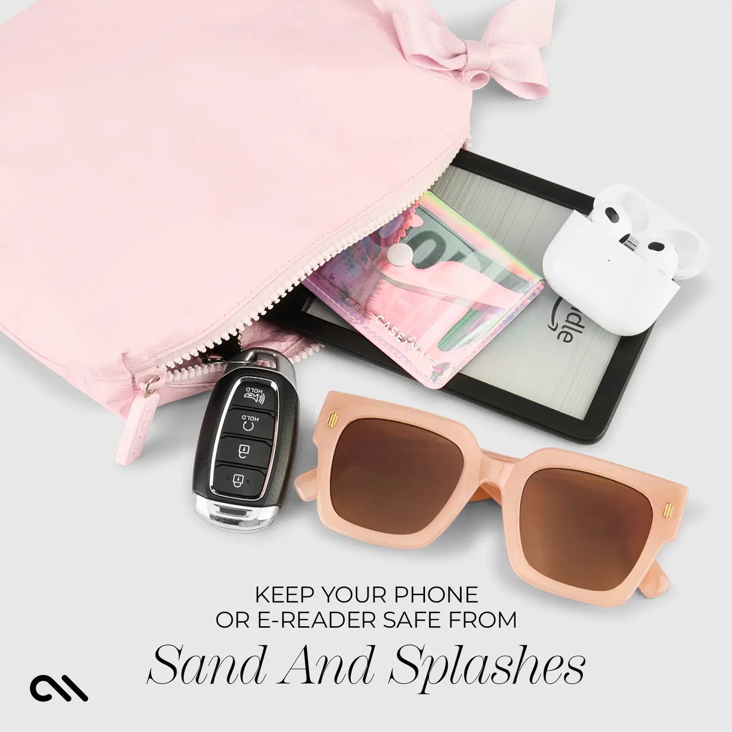 Case-Mate - Ballet Pink Bow Waterproof Zip Pouch-140 Gifts + Home-Casemate-July & June Women's Fashion Boutique Located in San Antonio, Texas