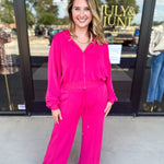 Soft Modal Hooded Jacket - Fuchsia Pink-300 Athleisure/Lounge-SKIES ARE BLUE-July & June Women's Fashion Boutique Located in San Antonio, Texas