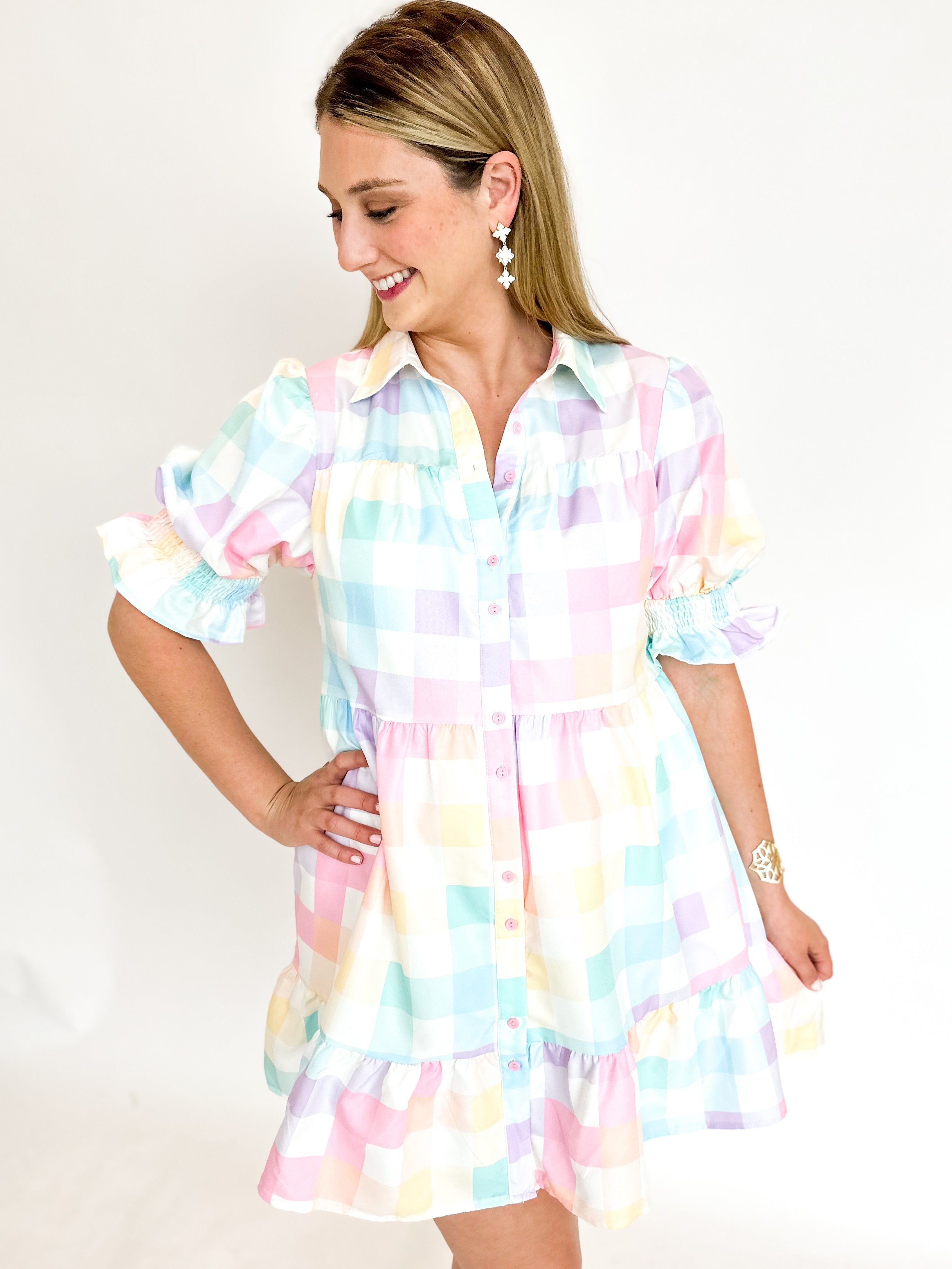Pastel Perfection Mini Dress-510 Mini-FANTASTIC FAWN-July & June Women's Fashion Boutique Located in San Antonio, Texas
