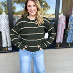 Olive & Camel Sweater-230 Sweaters/Cardis-SKIES ARE BLUE-July & June Women's Fashion Boutique Located in San Antonio, Texas