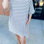 Oversized T-Shirt Mini Dress - Cream-510 Mini-VEVERET CLOTHING-July & June Women's Fashion Boutique Located in San Antonio, Texas