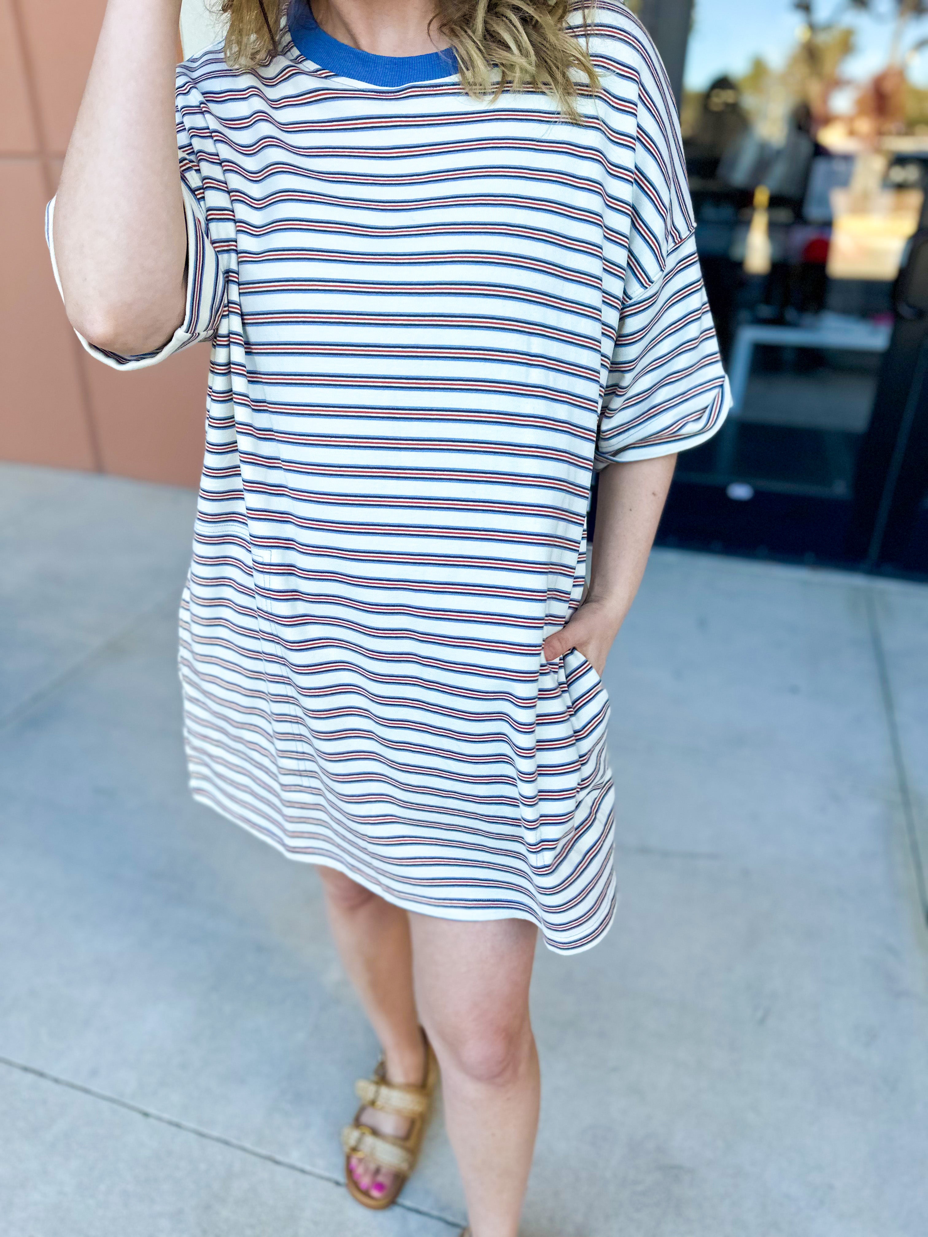 Oversized T-Shirt Mini Dress - Cream-510 Mini-VEVERET CLOTHING-July & June Women's Fashion Boutique Located in San Antonio, Texas