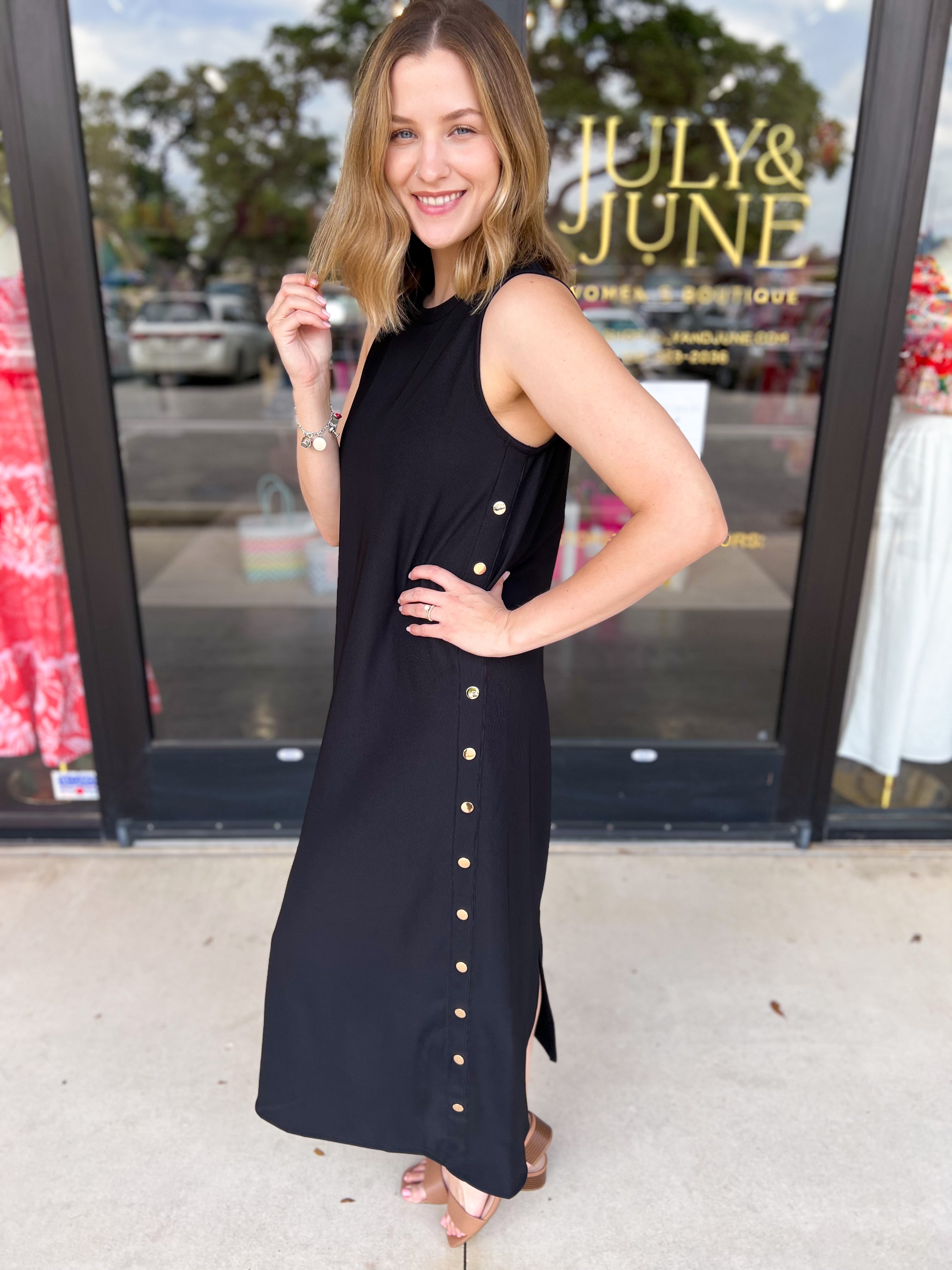 Casual Chic Midi Dress - Black-500 Midi-ENTRO-July & June Women's Fashion Boutique Located in San Antonio, Texas
