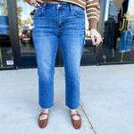 Vervet - Mid Rise Medium Wash Ankle Straight Leg Jean-400 Pants-VEVERT BY FLYING MONKEY-July & June Women's Fashion Boutique Located in San Antonio, Texas