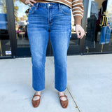 Vervet - Mid Rise Medium Wash Ankle Straight Leg Jean-400 Pants-VEVERT BY FLYING MONKEY-July & June Women's Fashion Boutique Located in San Antonio, Texas