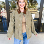 Barn Jacket - Olive-600 Outerwear-AARON & AMBER-July & June Women's Fashion Boutique Located in San Antonio, Texas