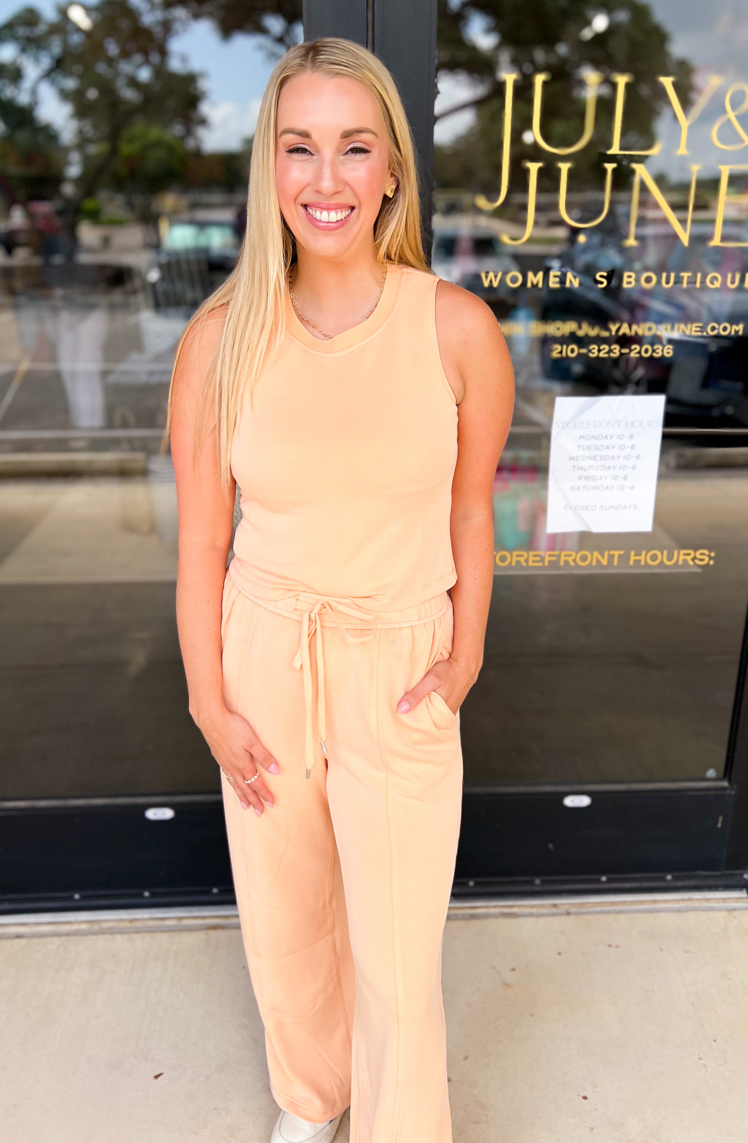 Soft Modal Tanks - Peach-210 Casual Blouses-SKIES ARE BLUE-July & June Women's Fashion Boutique Located in San Antonio, Texas