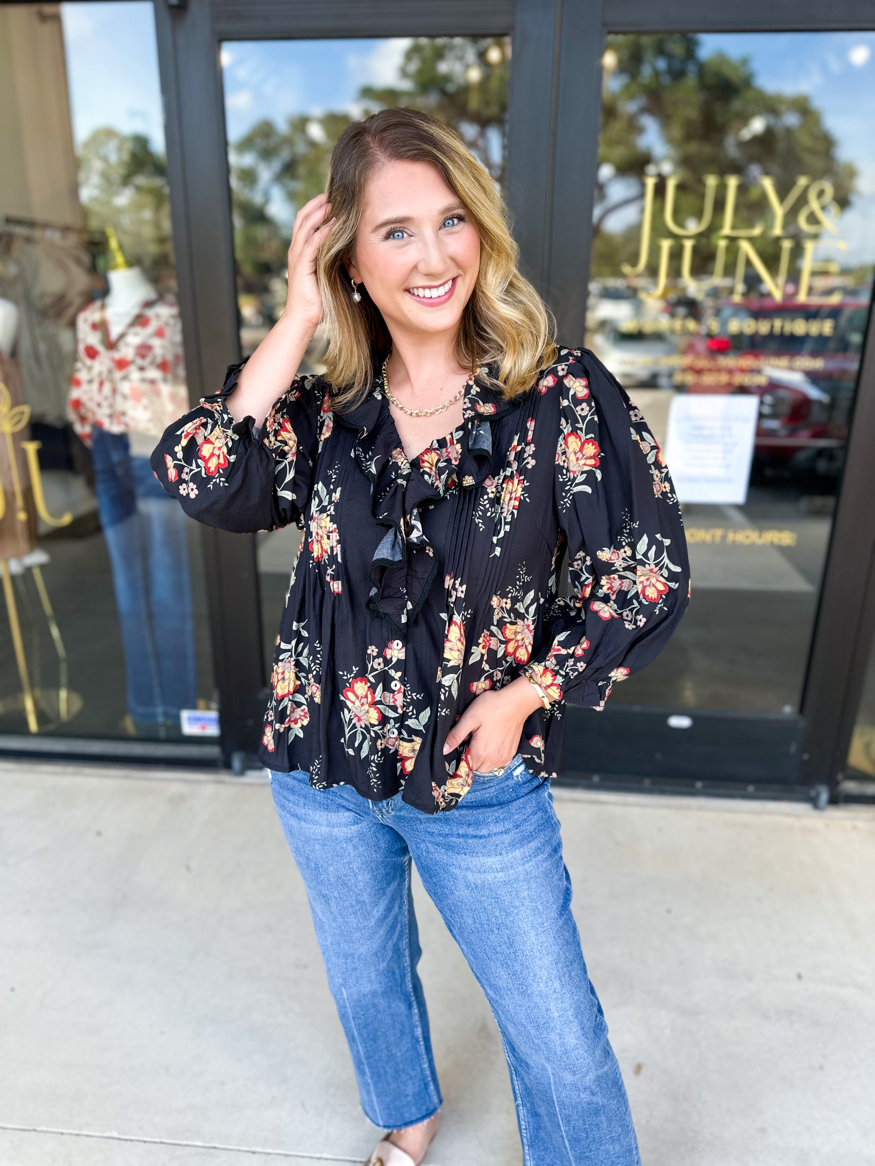 The Kirsten Blouse - Black-200 Fashion Blouses-ENTRO-July & June Women's Fashion Boutique Located in San Antonio, Texas