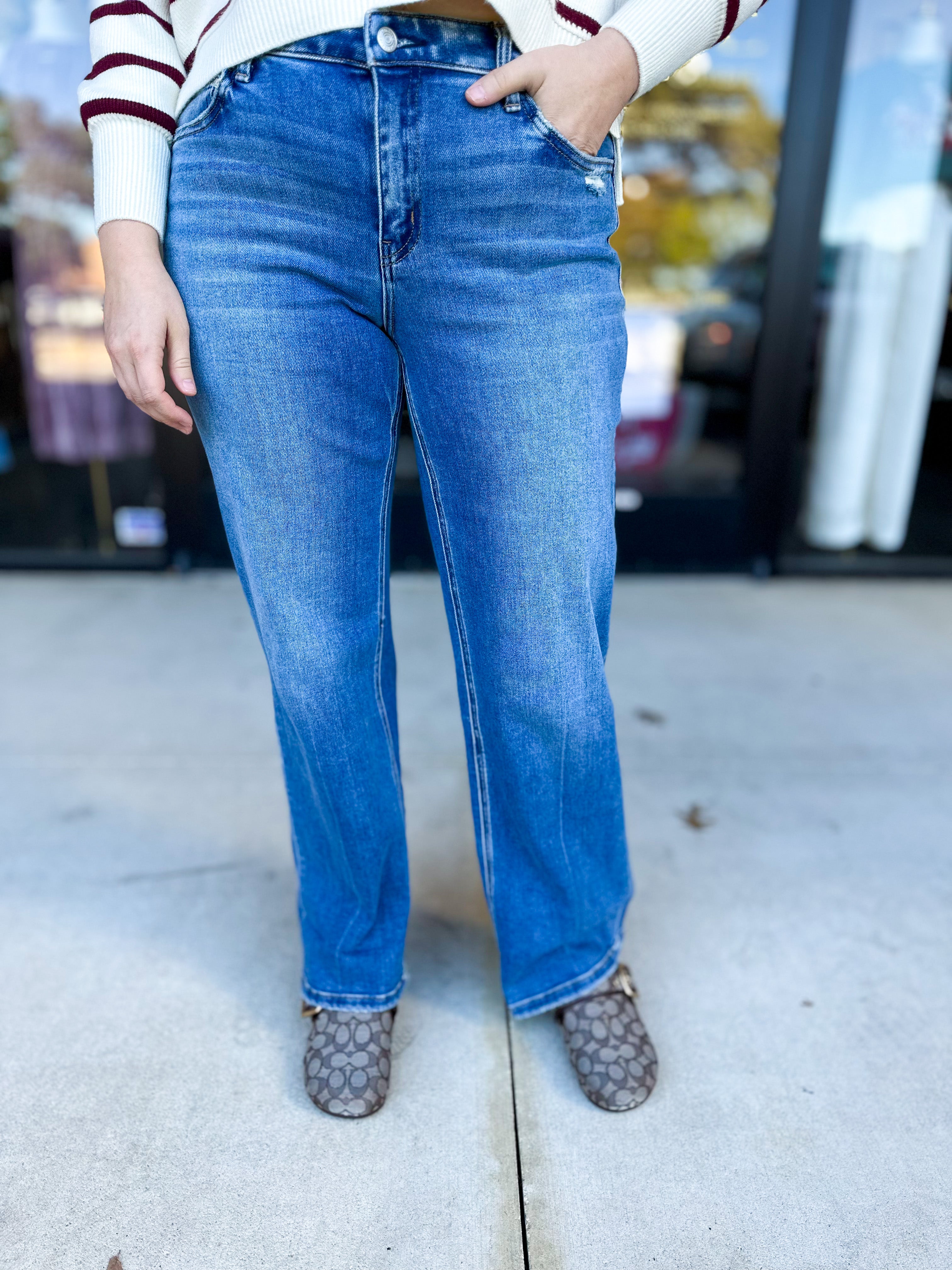 Vervet - Mid Rise Ankle Cuffed Jeans-400 Pants-VEVERT BY FLYING MONKEY-July & June Women's Fashion Boutique Located in San Antonio, Texas