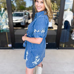 THML - Taylor Floral Chambray Mini Dress-510 Mini-THML-July & June Women's Fashion Boutique Located in San Antonio, Texas