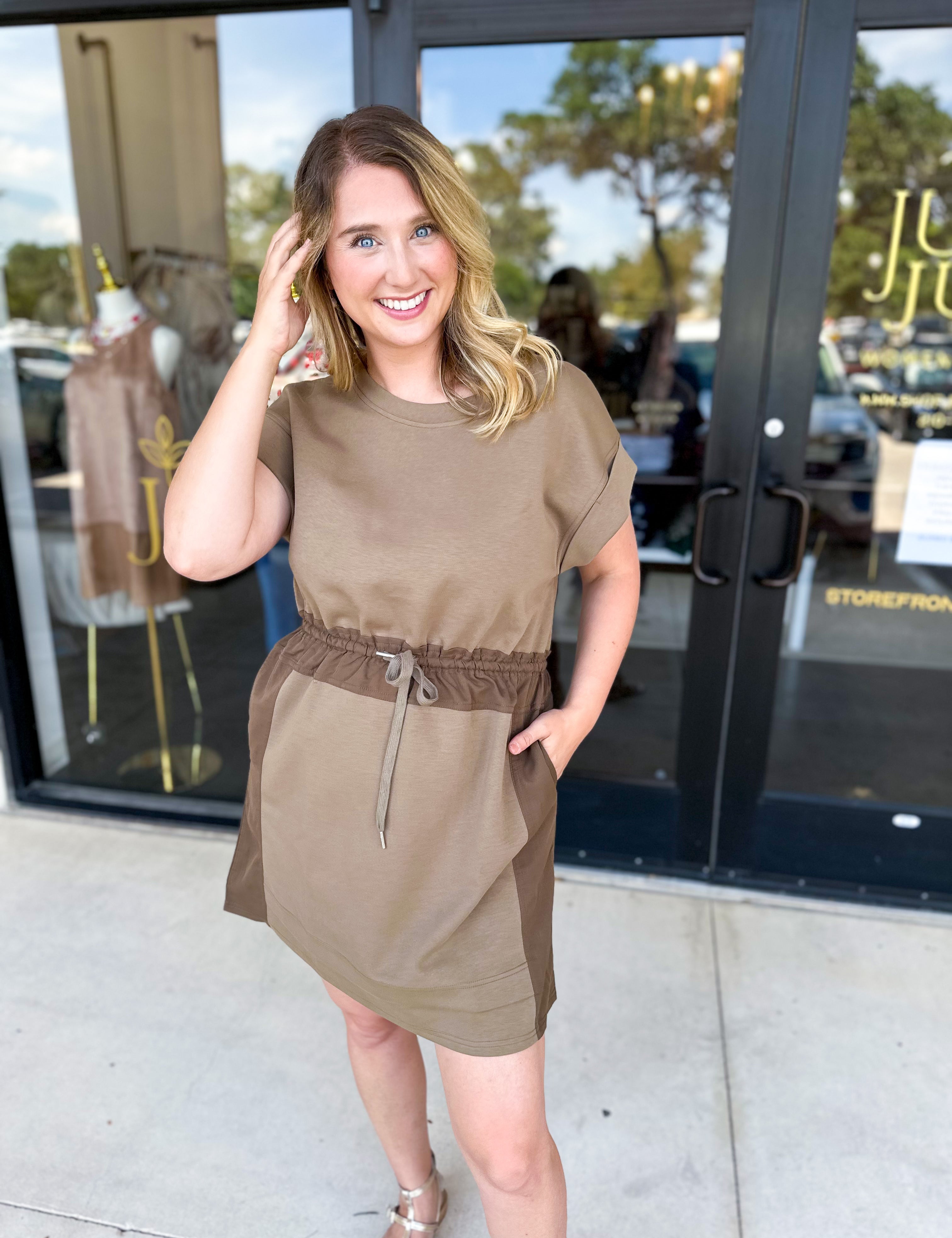 The Everyday Active Mini Dress - Olive Brown-510 Mini-JODIFL-July & June Women's Fashion Boutique Located in San Antonio, Texas