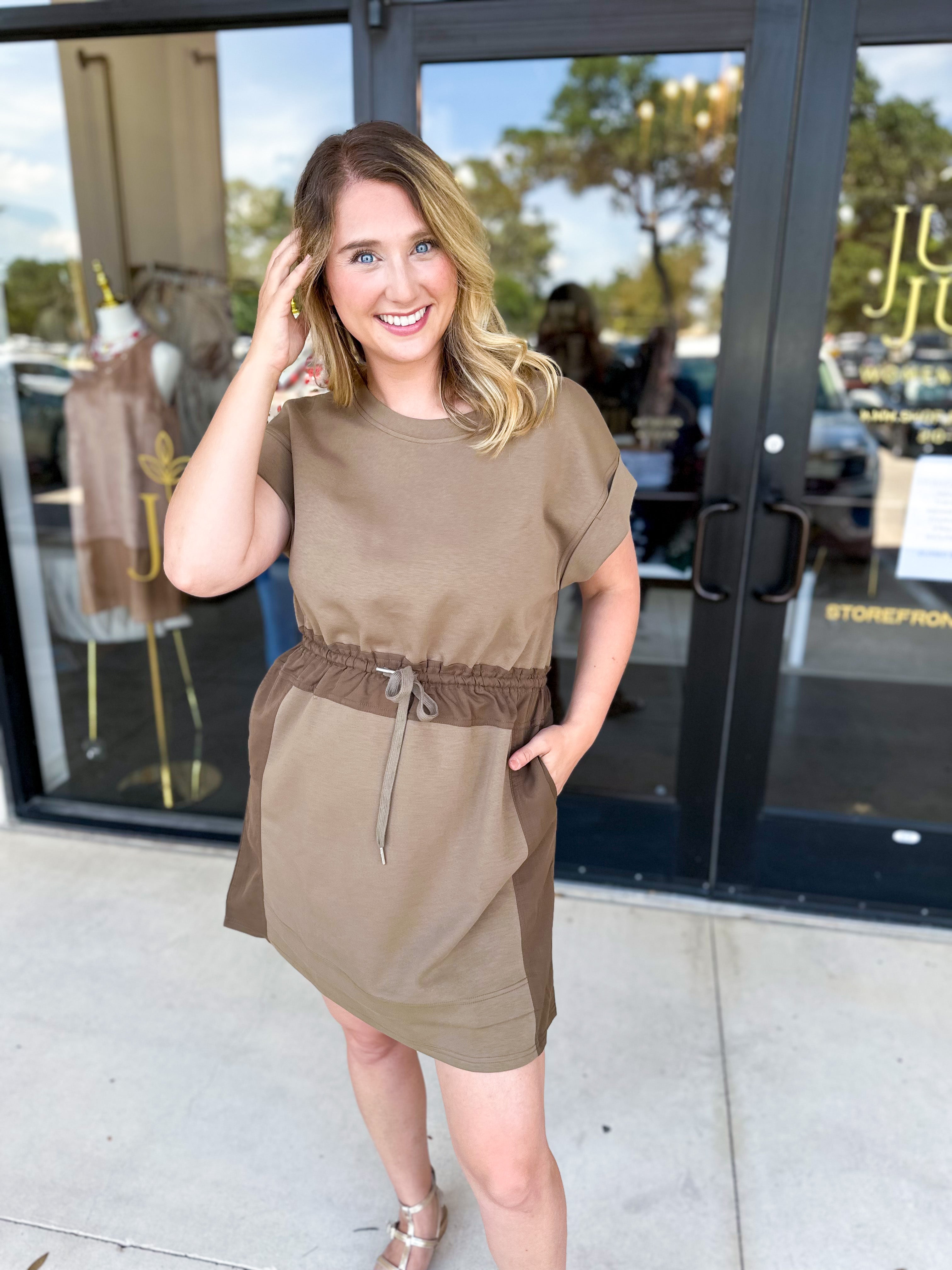 The Everyday Active Mini Dress - Olive Brown-510 Mini-JODIFL-July & June Women's Fashion Boutique Located in San Antonio, Texas