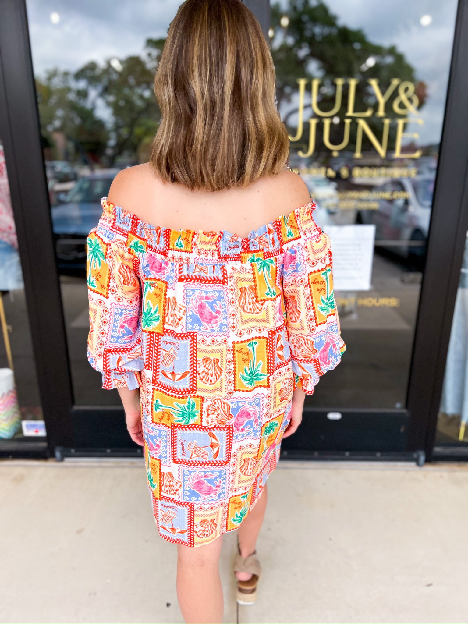 Off The Shoulder Paradise Mini Dress-510 Mini-FATE-July & June Women's Fashion Boutique Located in San Antonio, Texas