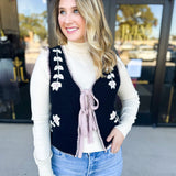 Mauve & Black Knit Floral Vest-600 Outerwear-LISTICLE-July & June Women's Fashion Boutique Located in San Antonio, Texas