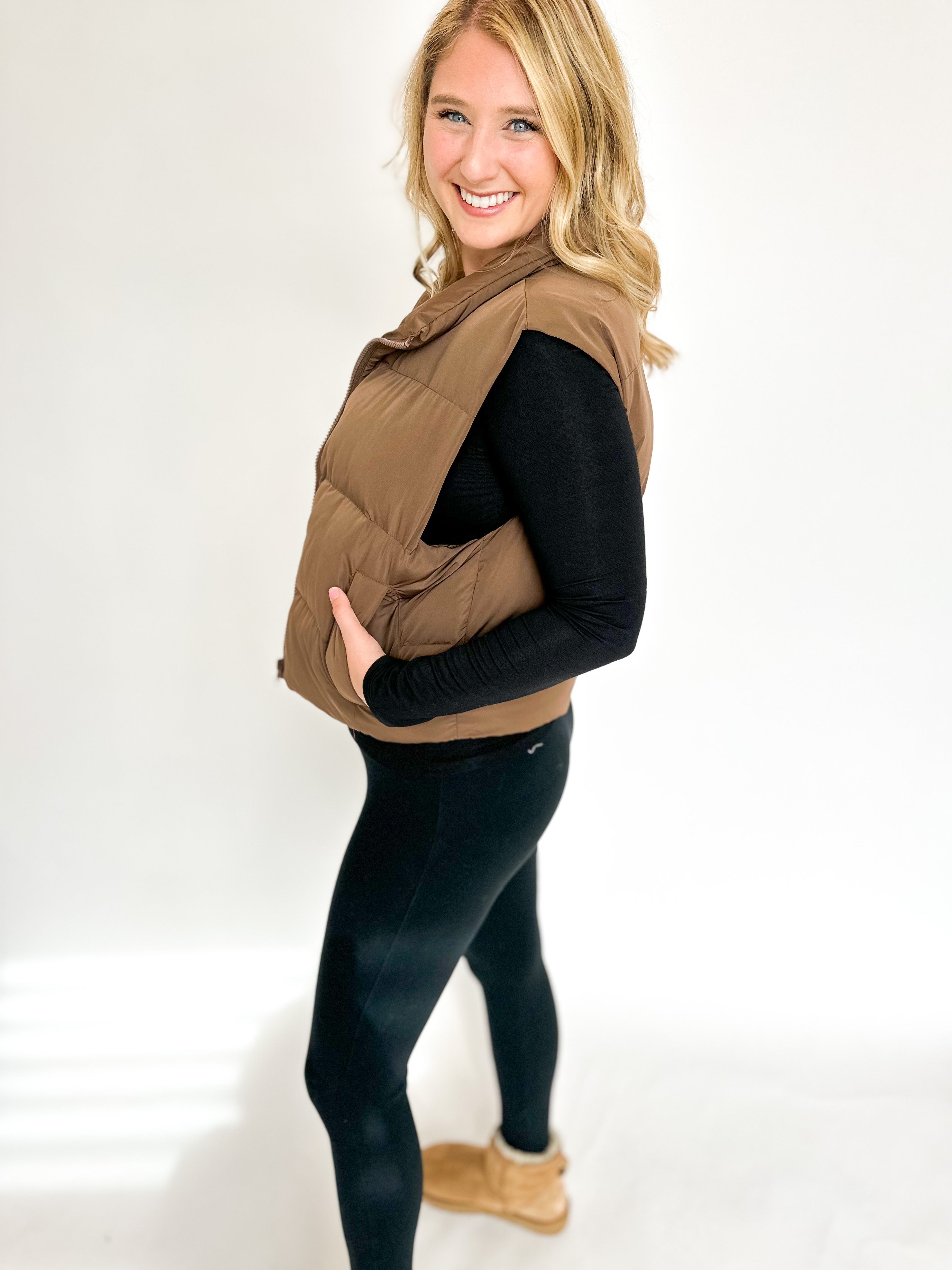 Lightweight Chic Puffer Vest- Coco-600 Outerwear-ENTRO-July & June Women's Fashion Boutique Located in San Antonio, Texas