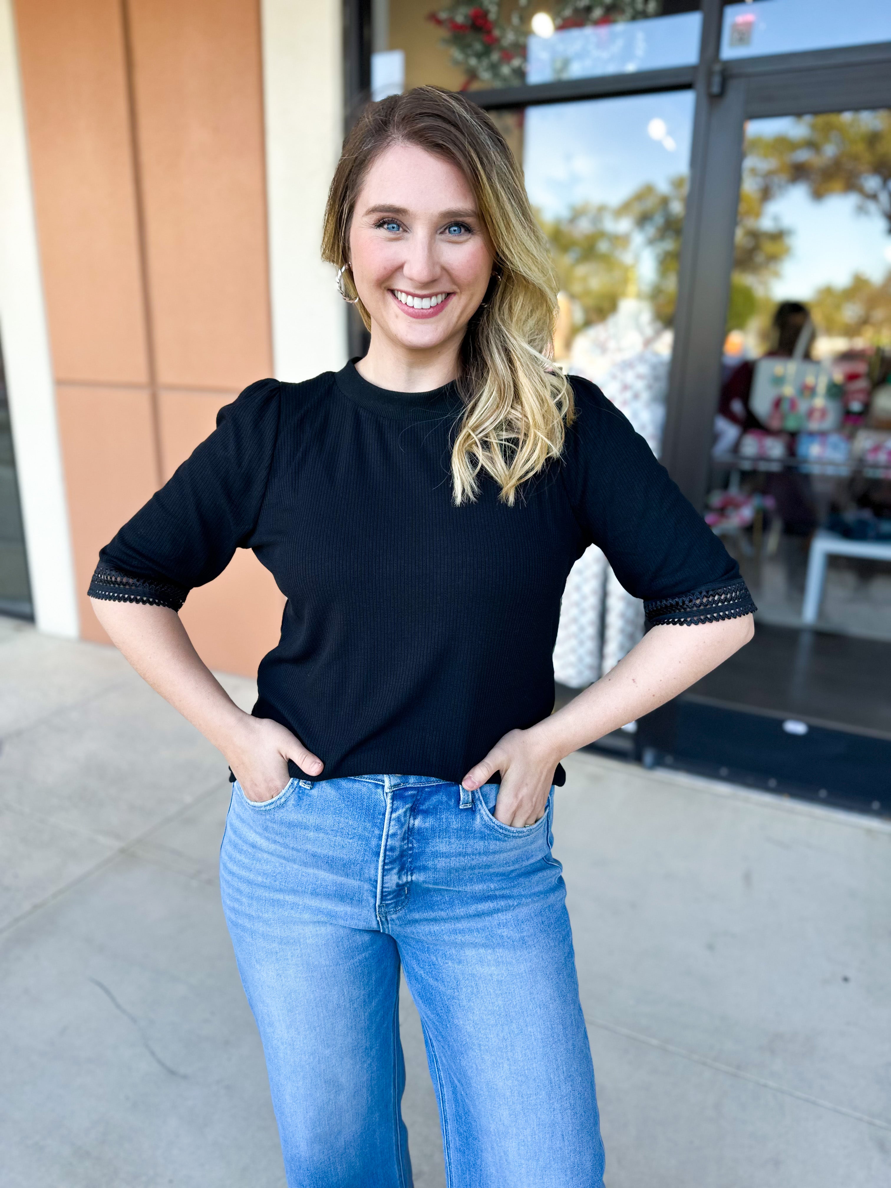 Elevated Black Comfy Tee-200 Fashion Blouses-POLOGRAM-July & June Women's Fashion Boutique Located in San Antonio, Texas