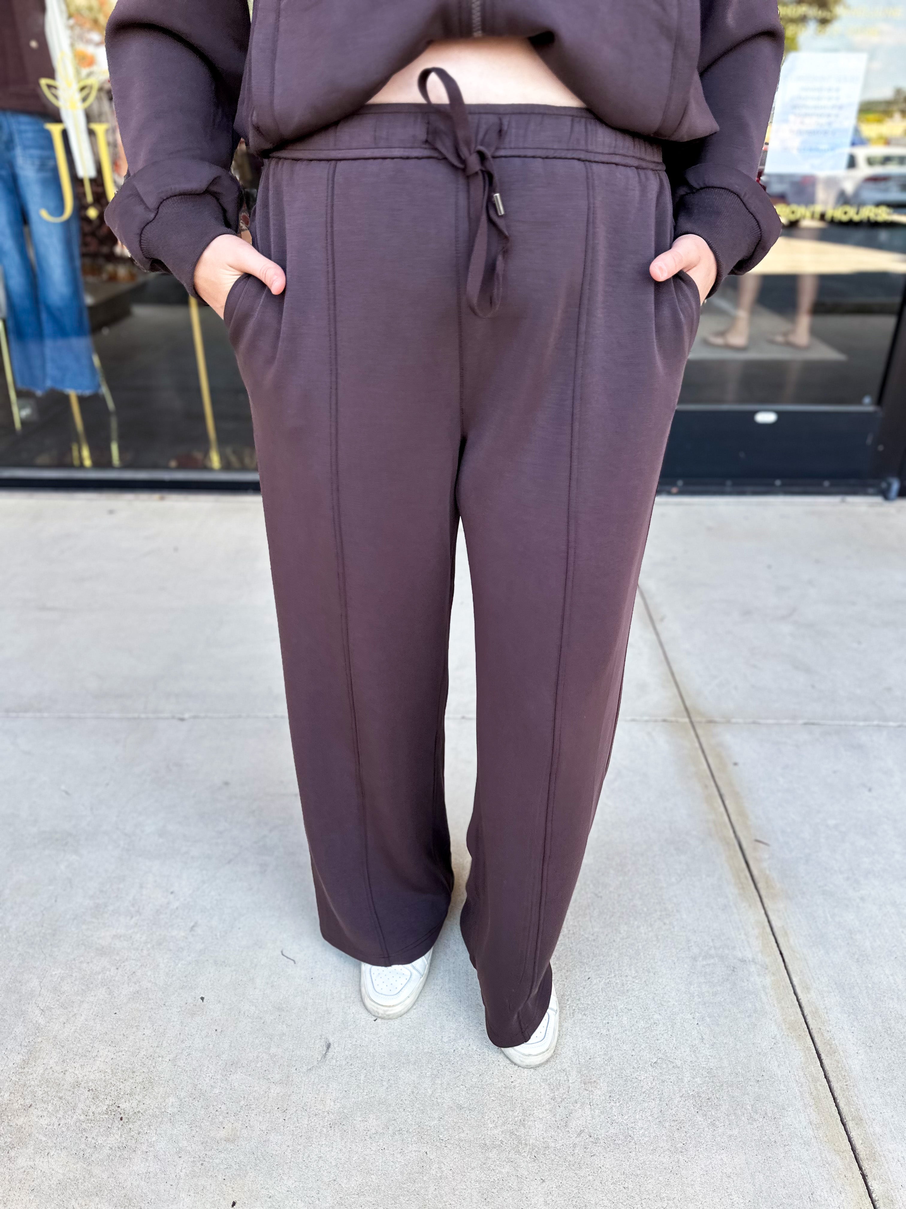 Soft Modal Lounge Pants - Chocolate-300 Athleisure/Lounge-SKIES ARE BLUE-July & June Women's Fashion Boutique Located in San Antonio, Texas