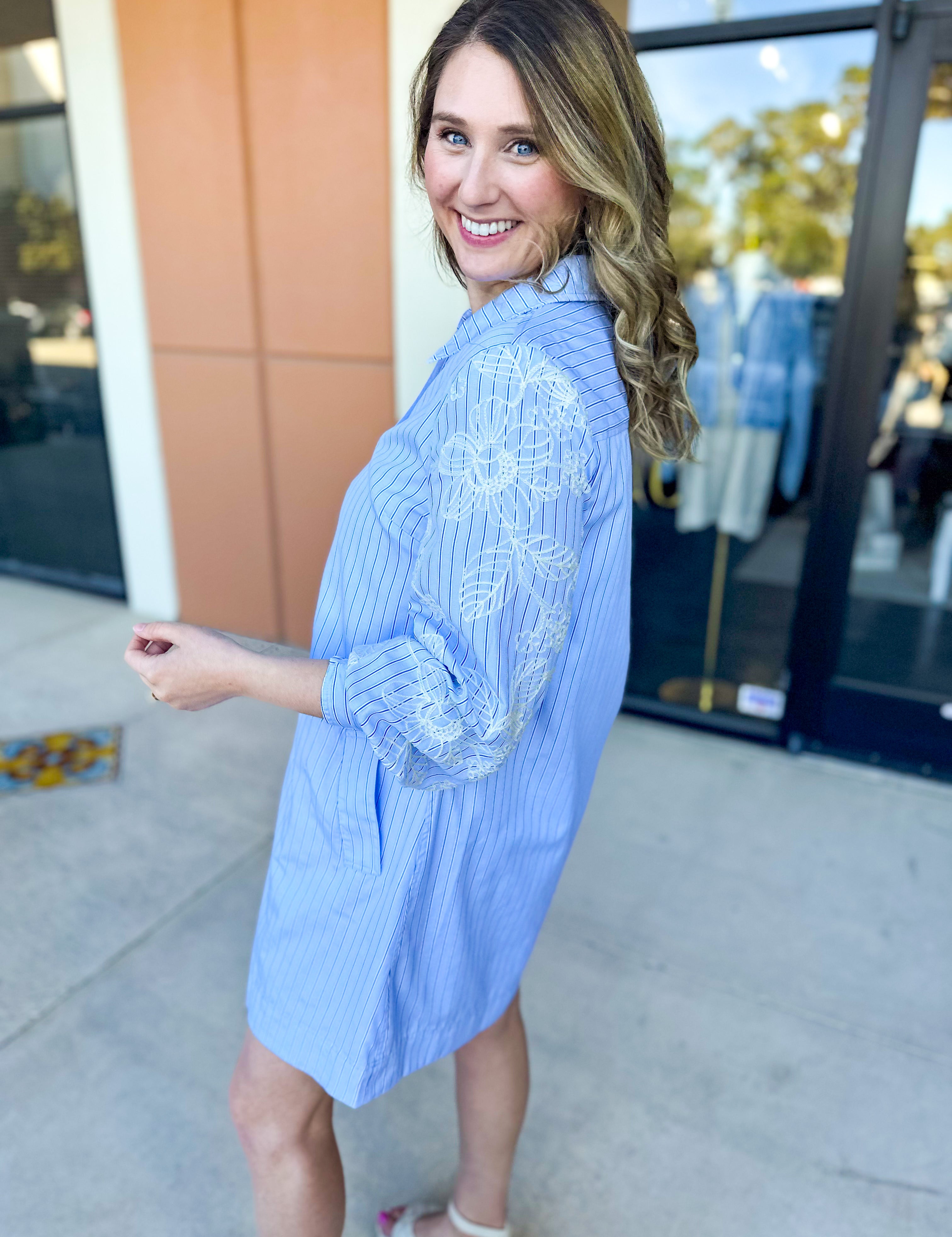 Current Air - Stripe and Lace Detail Mini Dress-510 Mini-CURRENT AIR CLOTHING-July & June Women's Fashion Boutique Located in San Antonio, Texas