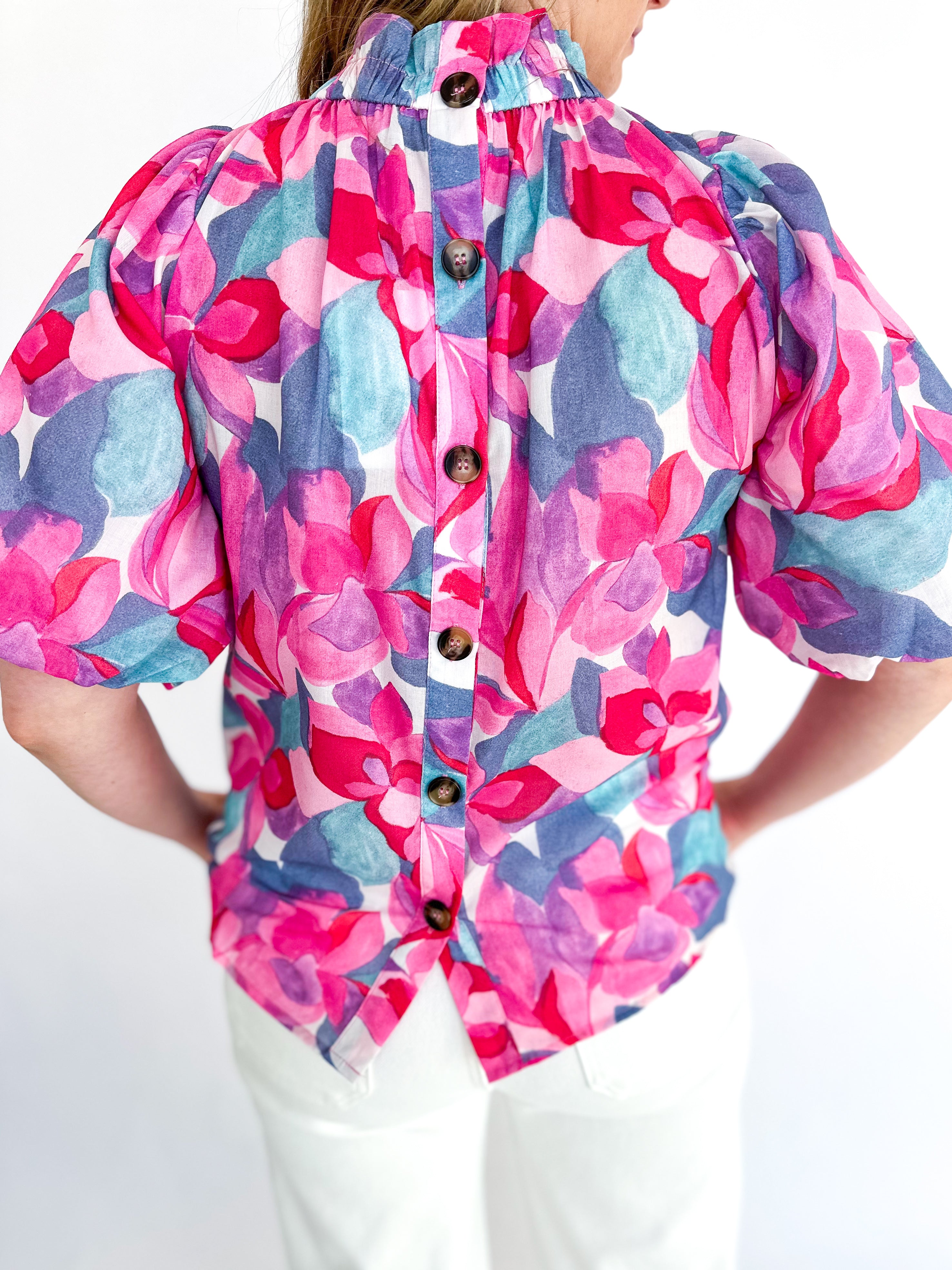Watercolor Floral Blouse - THML-200 Fashion Blouses-THML-July & June Women's Fashion Boutique Located in San Antonio, Texas
