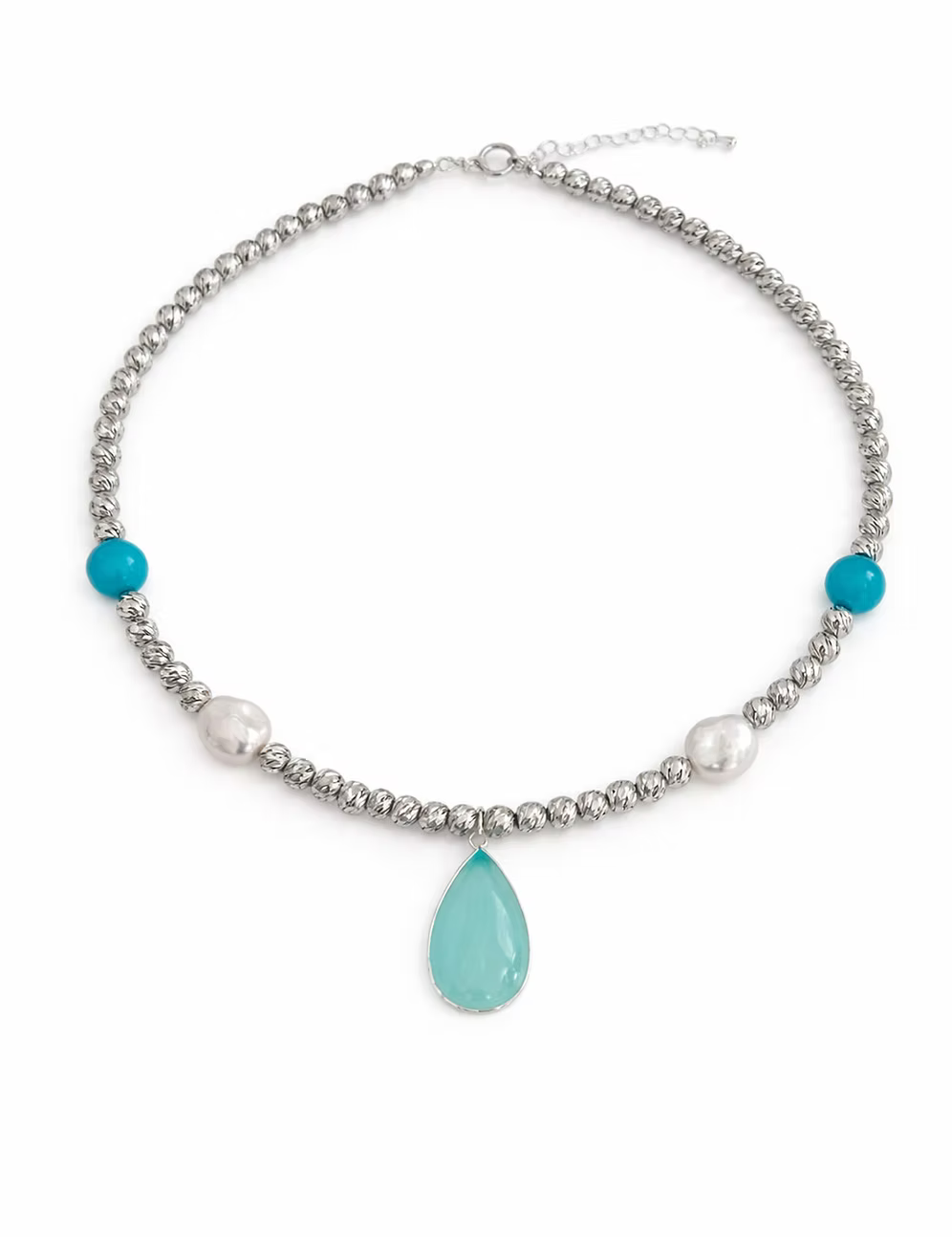 Easton Elle - Beam Multi Stone Necklace w/ Pendant - Silver-110 Jewelry & Hair-Easton Elle-July & June Women's Fashion Boutique Located in San Antonio, Texas