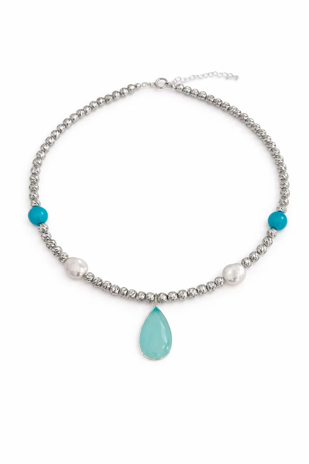 Easton Elle - Beam Multi Stone Necklace w/ Pendant - Silver-110 Jewelry & Hair-Easton Elle-July & June Women's Fashion Boutique Located in San Antonio, Texas