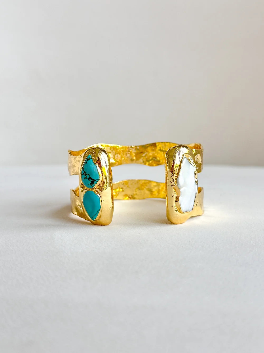 Easton Elle - Double Plated Cuff Turquoise-110 Jewelry & Hair-Easton Elle-July & June Women's Fashion Boutique Located in San Antonio, Texas