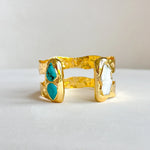 Easton Elle - Double Plated Cuff Turquoise-110 Jewelry & Hair-Easton Elle-July & June Women's Fashion Boutique Located in San Antonio, Texas