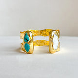 Easton Elle - Double Plated Cuff Turquoise-110 Jewelry & Hair-Easton Elle-July & June Women's Fashion Boutique Located in San Antonio, Texas