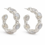 Easton Elle - Paradise Pearl Hoop Earrings - Silver & Pearl-110 Jewelry & Hair-Easton Elle-July & June Women's Fashion Boutique Located in San Antonio, Texas