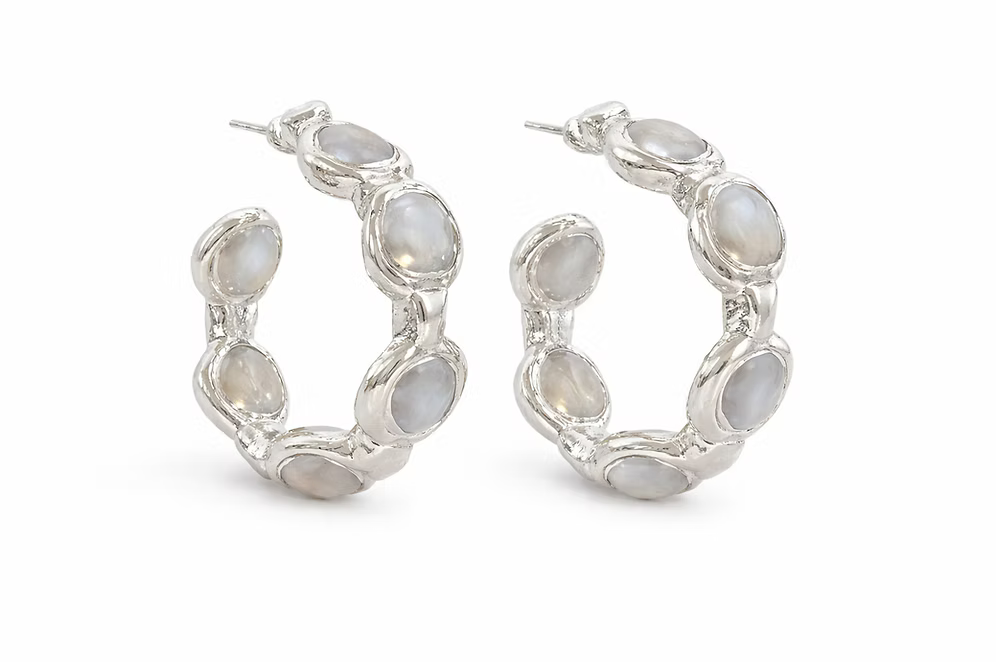 Easton Elle - Paradise Pearl Hoop Earrings - Silver & Pearl-110 Jewelry & Hair-Easton Elle-July & June Women's Fashion Boutique Located in San Antonio, Texas
